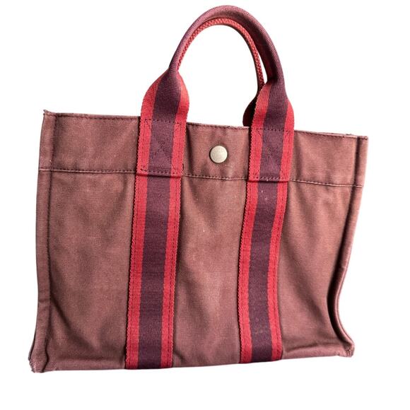 Authentic‎ Vintage Hermes Canvas Herline PM Small Tote - Picture 3 of 16